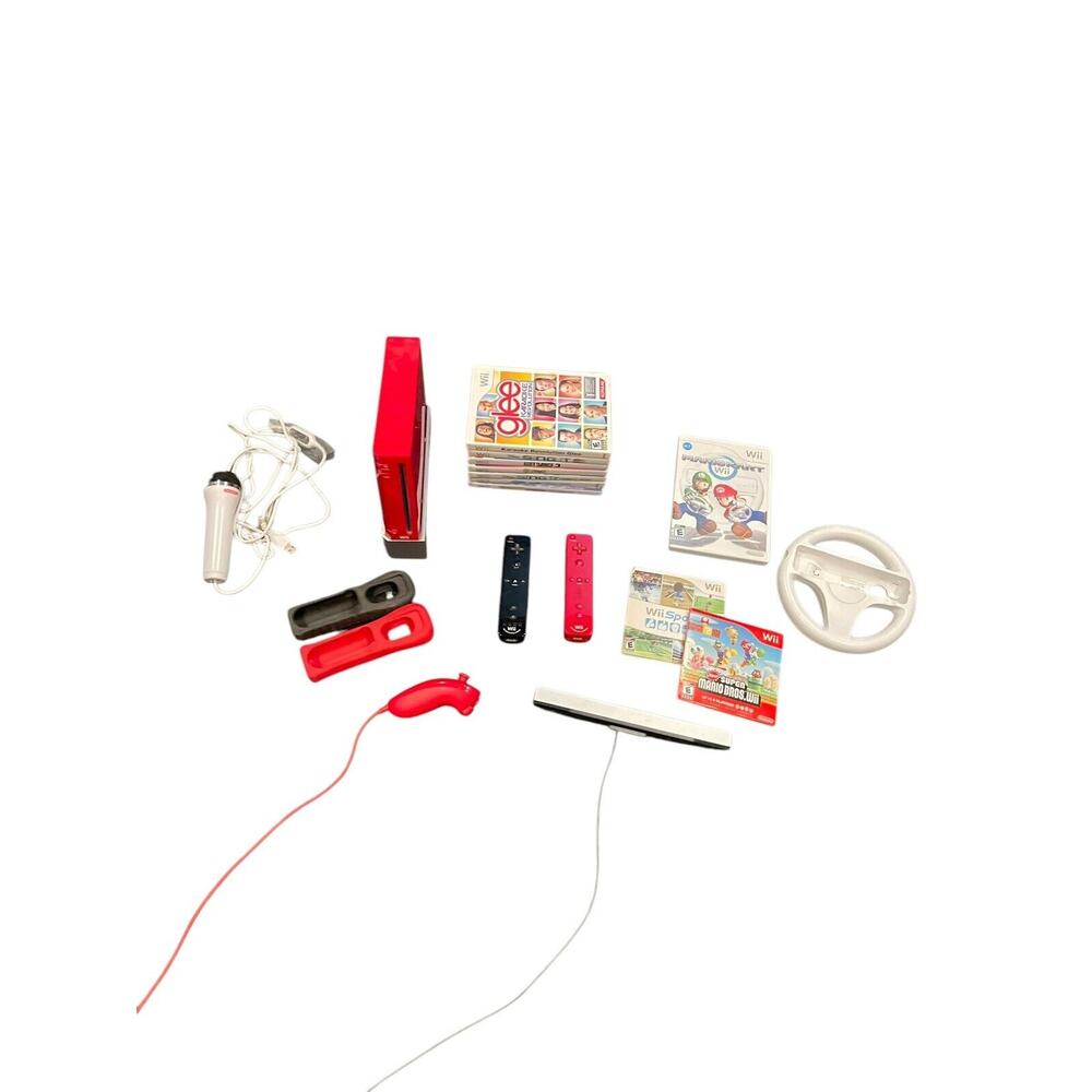 Nintendo Wii Super Mario Bros 25th Anniversary Limited Edition Red Games + More